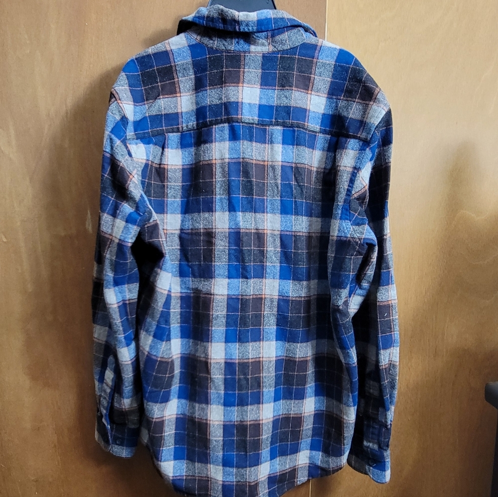 PENDELTON mens long sleeve button down plaid shirt flannel blue size medium - Picture 8 of 10